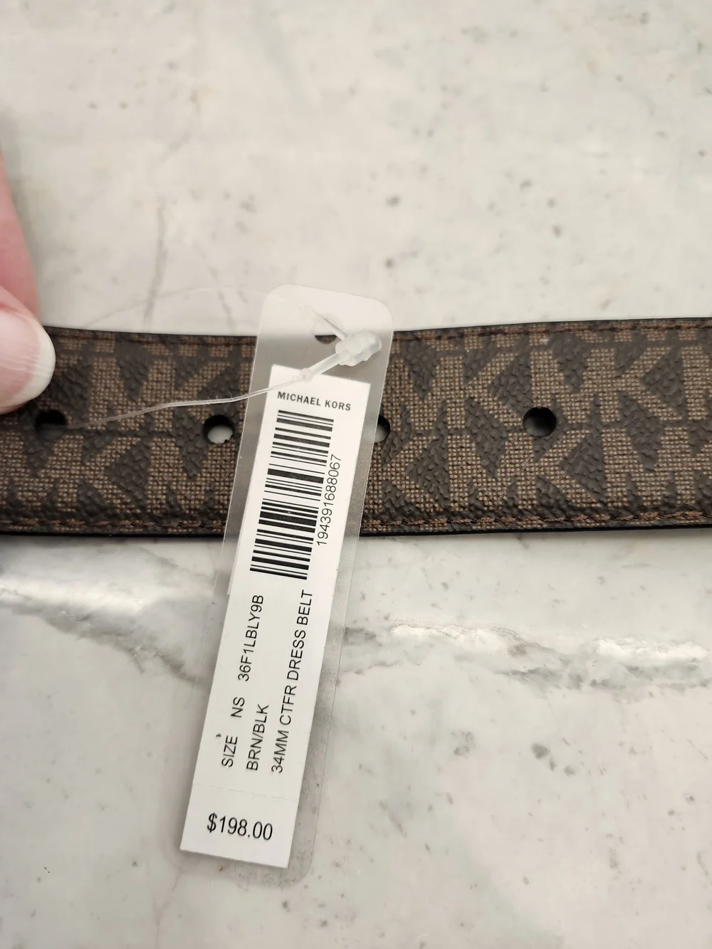 NWT Michael Kors Reversible Cut-to-Fit Belt Brown MK Logo Black Leather